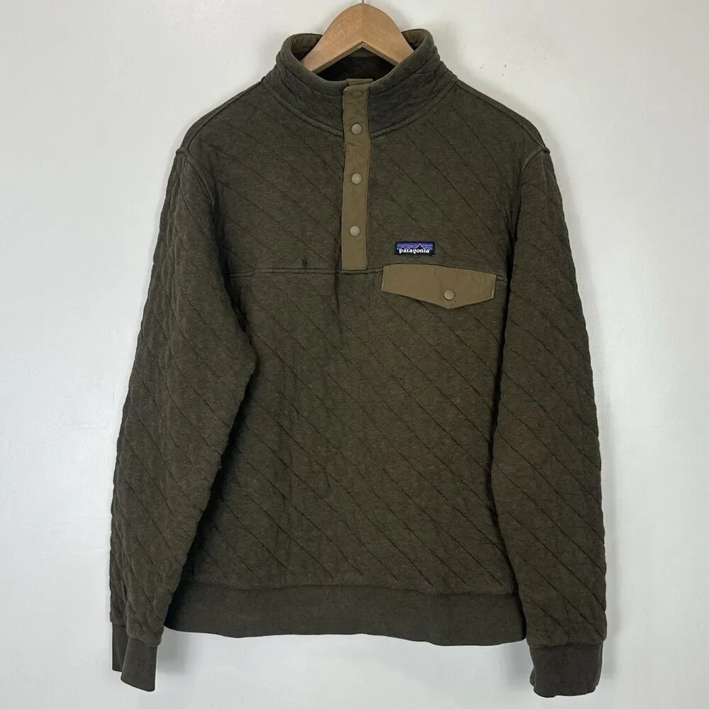 Patagonia Men's Organic Cotton Quilt Snap-T Pullover Size M Green Gorpcore